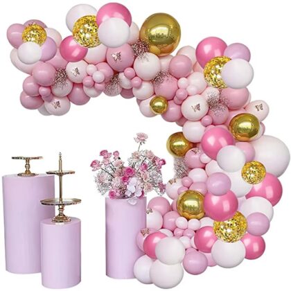 Party pink theme irregular balloon chain baby birthday girlfriend party layout background wall